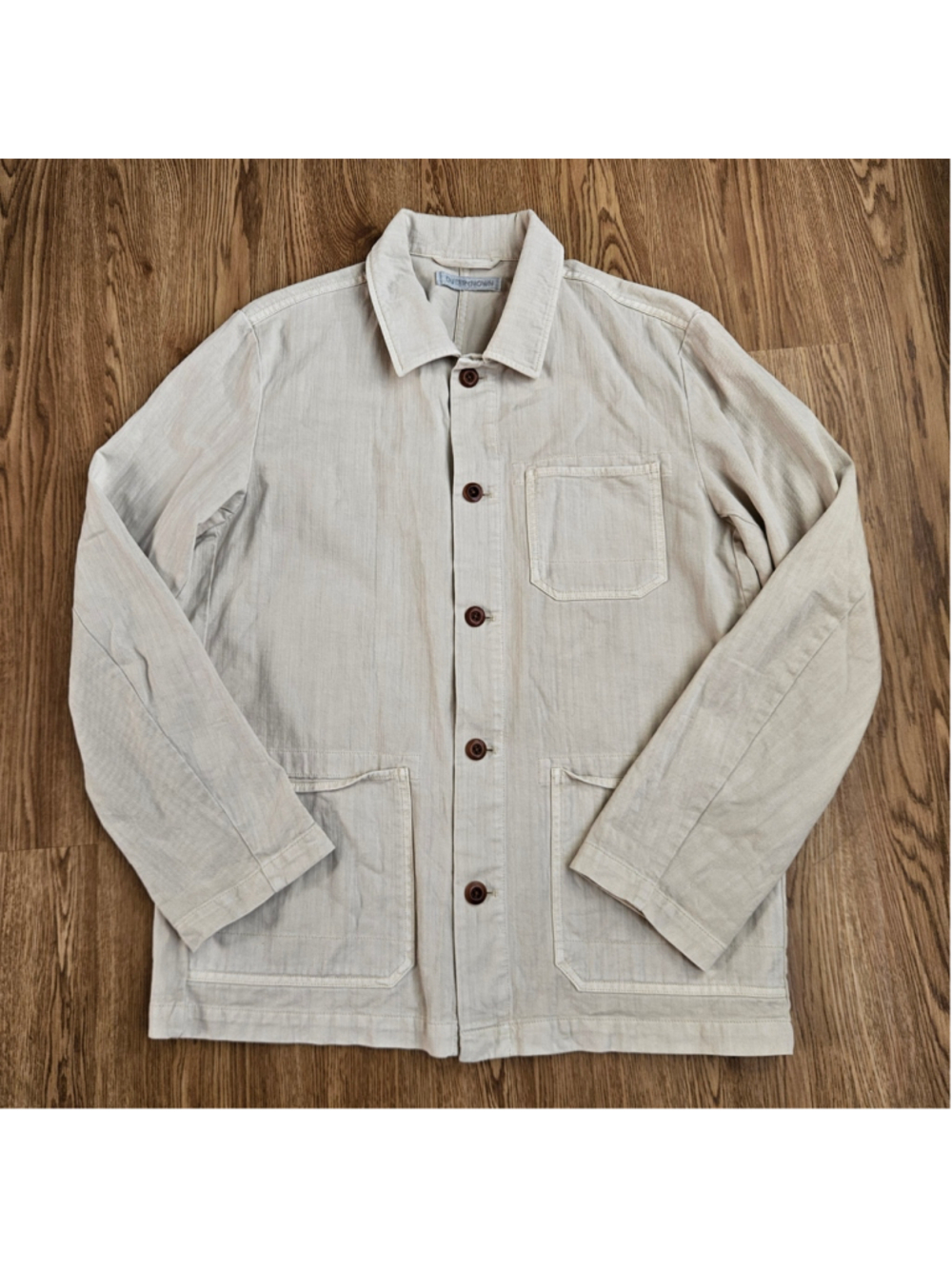Outerknown Organic Cotton Tradesman Lightweight Chore Jacket Beige Oatmeal Med